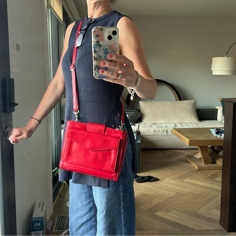 Danier Red Crossbody Bag Vibrant Structured Design